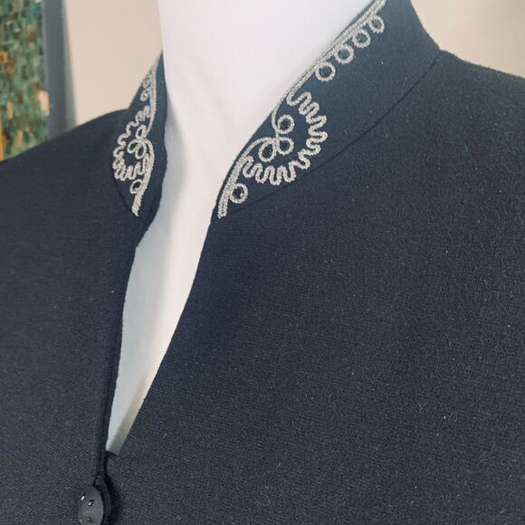 Vintage Kasper Size 4P Embroidered Dressy Blazer Jacket Black Formal Career - Picture 3 of 9
